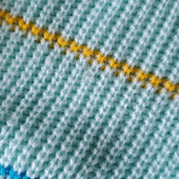 Vintage Teal Sweater with Stripes - Picture 10 of 11